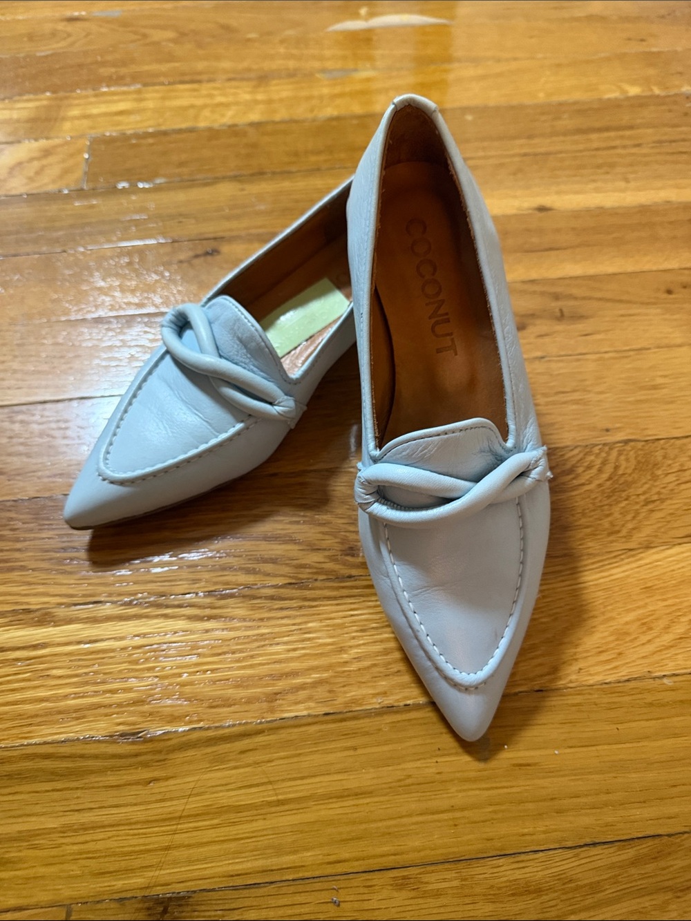 Coconuts by Matisse Pointed Toe Knotted Loafers in Pale Blue